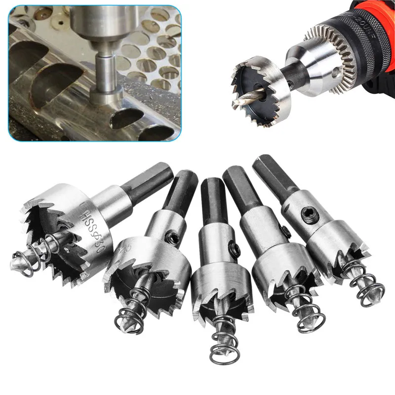 5Pcs HSS Drill Bit Hole Saw Set Stainless Steel Metal Alloy 16-30mm | Инструменты