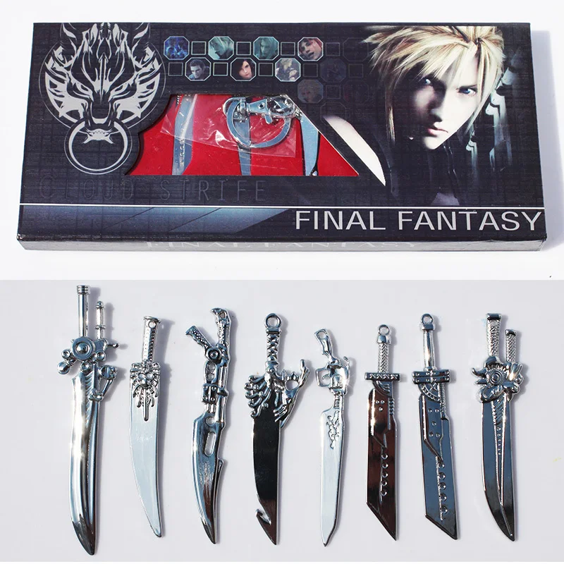 8 шт./лот аниме Final Fantasy меч Металл игрушечное оружие с коробкой Бесплатная
