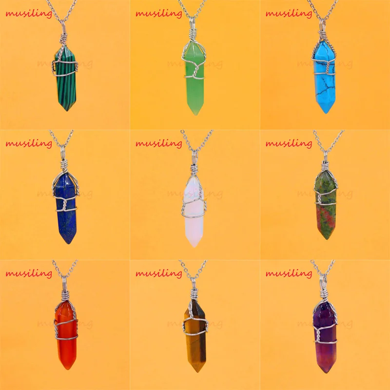 Various Natural Gem Stone Hexagon Prism Point Reiki Winding Necklace Pendant Charms Healing Chakra Amulet Jewelry 14X Mix Order
Various Natural Gem Stone Hexagon Prism Point Reiki Winding Necklace Pendant Charms Healing Chakra Amulet Jewelry 14X Mix Order
