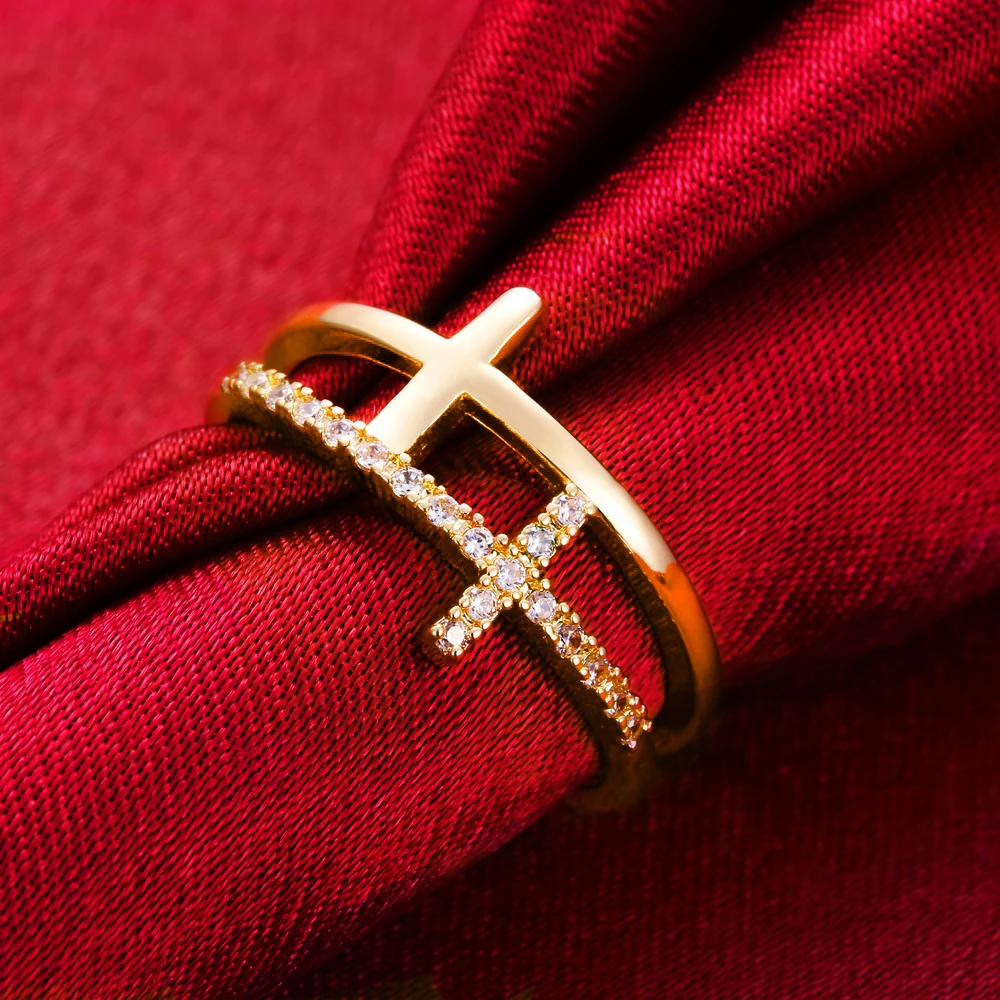 stainless steel filled jewelry gold color womens crystal cross rings big cubic zirconia adjustable rings for women girls men
stainless steel filled jewelry gold color womens crystal cross rings big cubic zirconia adjustable rings for women girls men