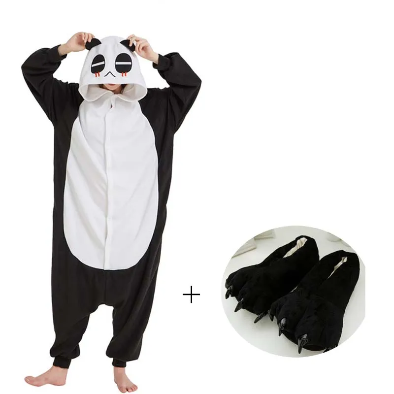 

Fleece Panda Kigurumi Animal Pajamas Women Bear Onesies For Adults Soft Bodysuit Sleepwear Men Cosplay Pyjamas Halloween Costume