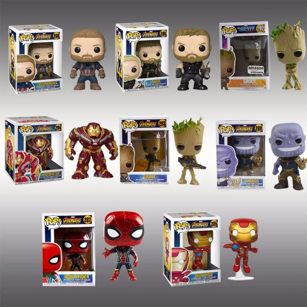 FUNKO POP The Avengers 3: Infinity War THANOS IRON SPIDER HULKBUSTER Grootted PVC action Figures model for Children gift
FUNKO POP The Avengers 3: Infinity War THANOS IRON SPIDER HULKBUSTER Grootted PVC action Figures model for Children gift