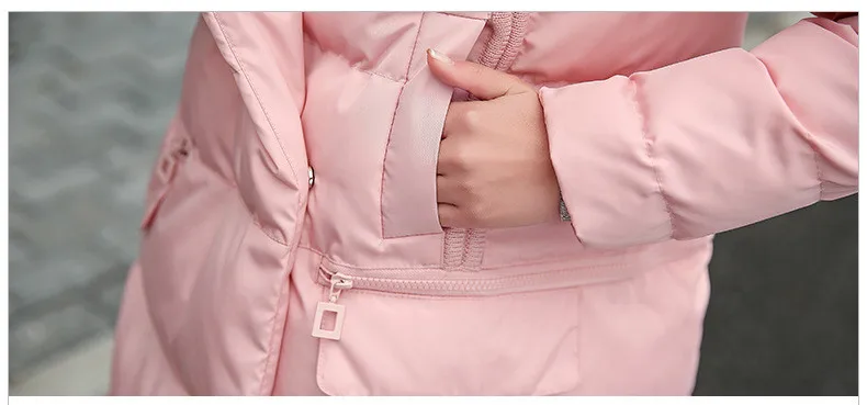 Woman Jacket Winter Parka Pink Coats Padded Long Winter Coat Women Hooded Long Jackets 2018 Korean Ladies Clothing LZ985 (12)