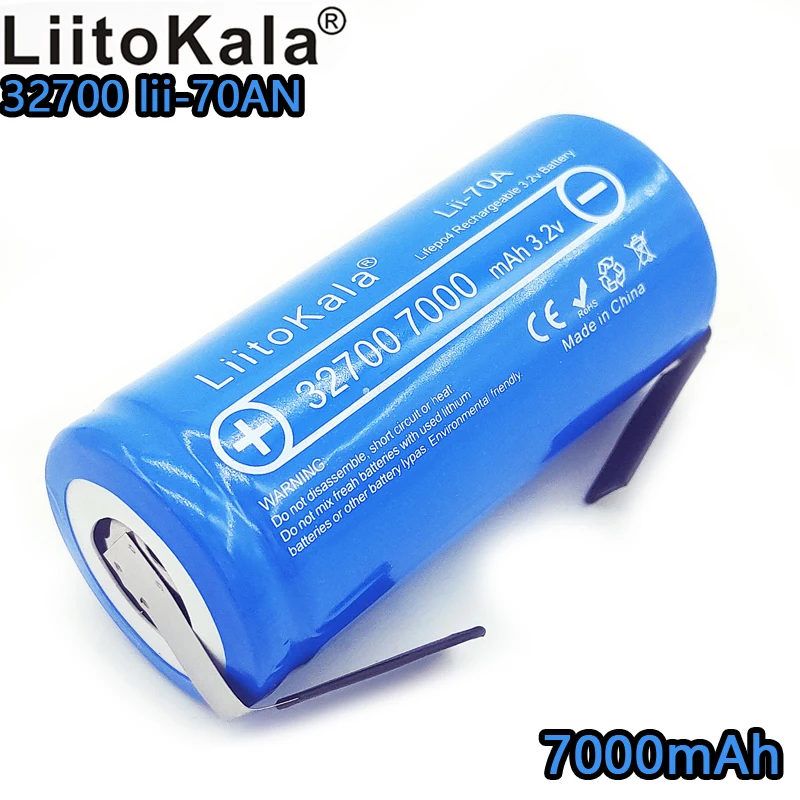 LiitoKala lii-70A LiFePo4 7000 mAh 3.2 V lithium iron phosphate 32700 rechargeable battery nickel plate DIY
LiitoKala lii-70A LiFePo4 7000 mAh 3.2 V lithium iron phosphate 32700 rechargeable battery nickel plate DIY