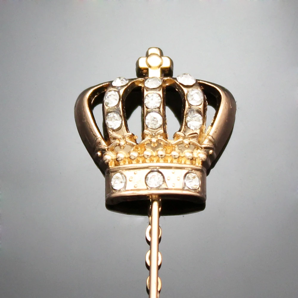 Brooch Gold Men Crown Tiara Cross Crystal Chain Lapel Pin Stick Pins Tie Hat Scarf Badge Rhinestone Suit shirt Sweater |