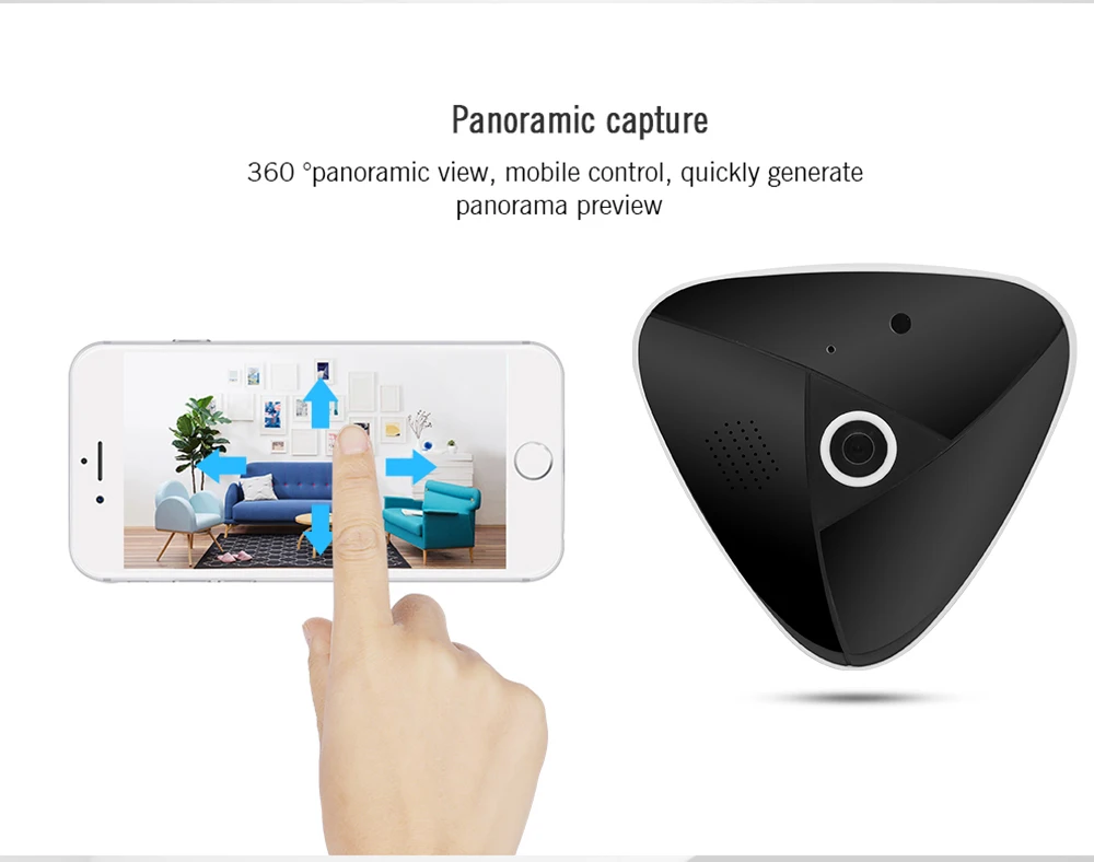Wistino HD 3MP CCTV Wifi IP Camera 360 Degree Smart Home Mini Panoramic VR Camera Wireless Surveillance Security Camera Fisheye (6)