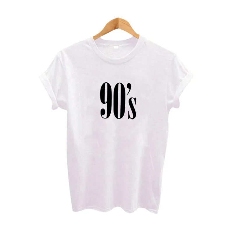 

Women's Hipster Harajuku Clothing Born In 90s Saying Tumblr T Shirt Femme Black White Cotton Tops Tee Slogan T-shirt