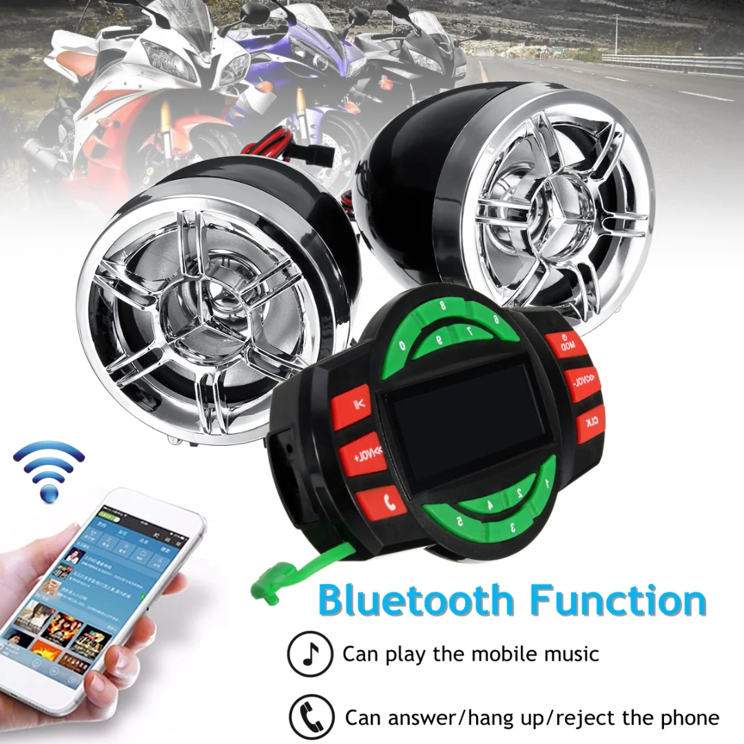 Newest Bluetooth Motorcycle Audio System USB SD FM Radio MP3 Speaker Waterproof