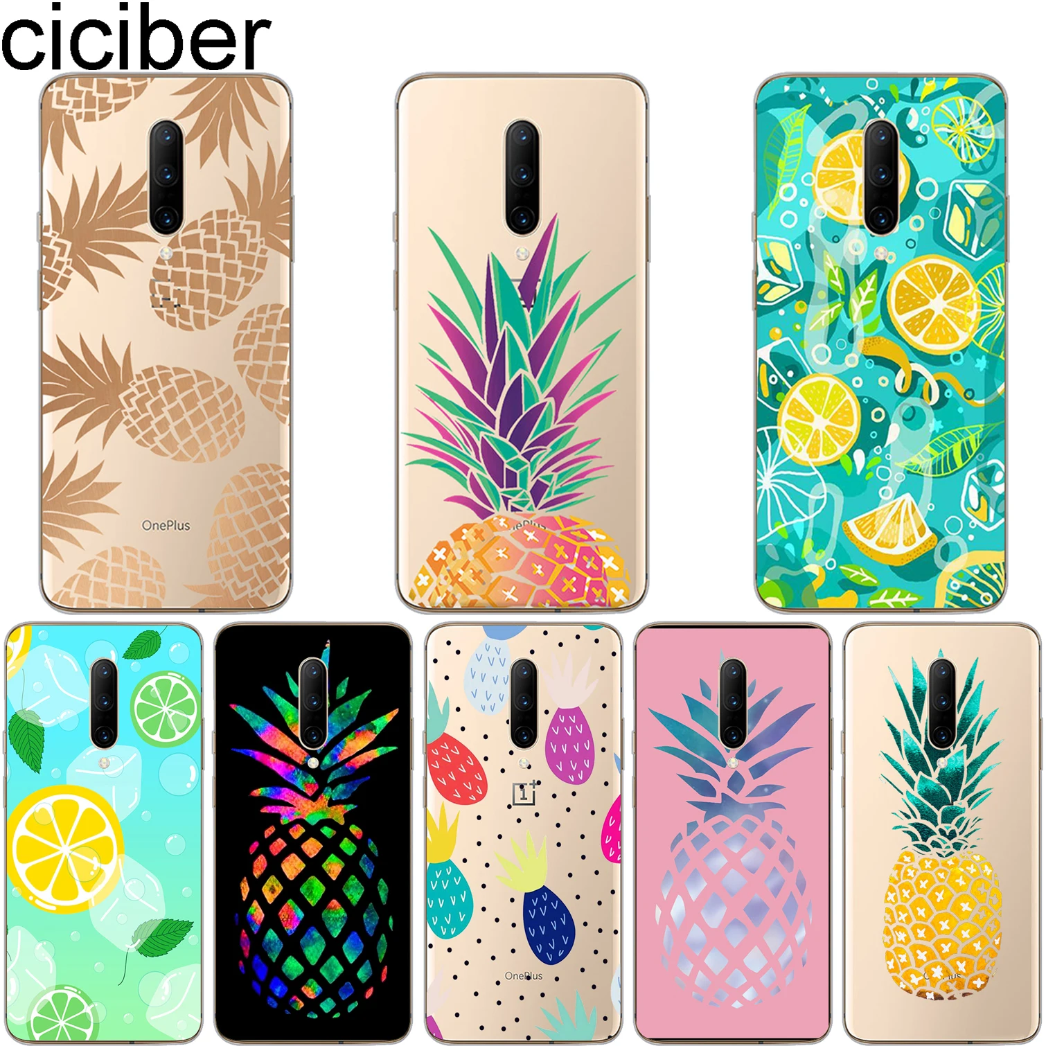 ciciber Summer Fruit Pineapple Cover For Oneplus 7 Pro Phone Cases for 1+7 Fundas Capa Coque Soft TPU Capinha Shell |