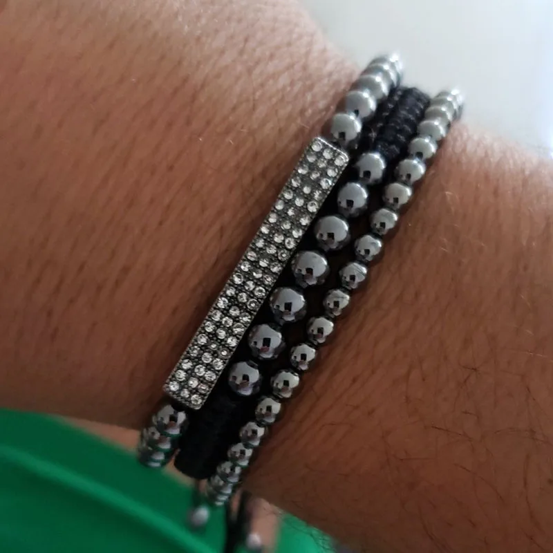 New Anil Arjandas Men Bracelets Bangle Set Jewelry 3Pcs/Sets 8mm Black CZ Ball 4/5mm Copper Beads Braiding Macrame Bracelet Sets
New Anil Arjandas Men Bracelets Bangle Set Jewelry 3Pcs/Sets 8mm Black CZ Ball 4/5mm Copper Beads Braiding Macrame Bracelet Sets