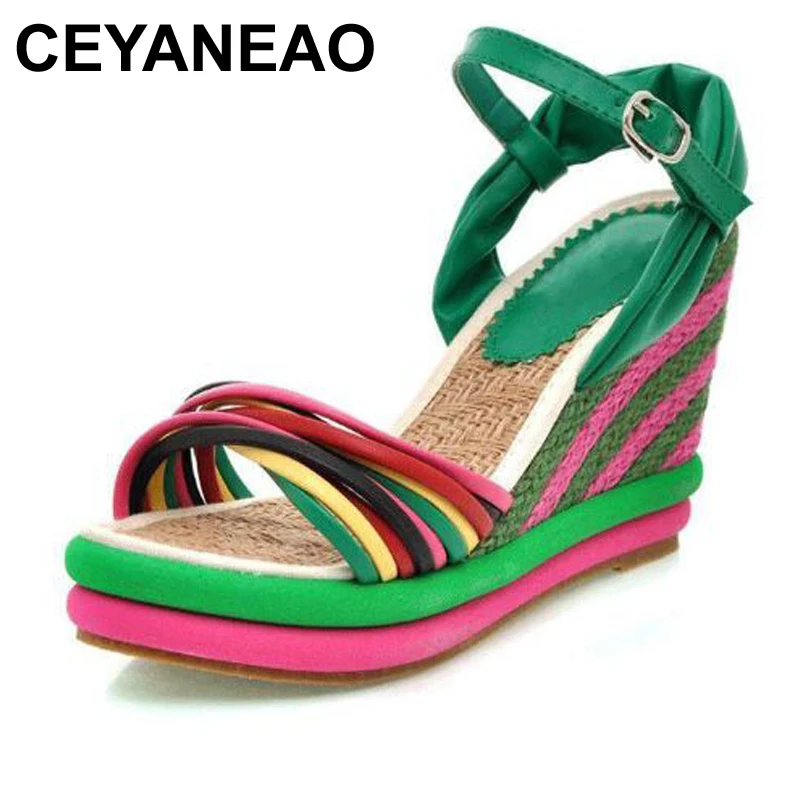 CEYANEAOgladiator sandals2019 women wedges sandals bohemia color block decoration straw braid platform wedges women sandalsE2098
CEYANEAOgladiator sandals2019 women wedges sandals bohemia color block decoration straw braid platform wedges women sandalsE2098