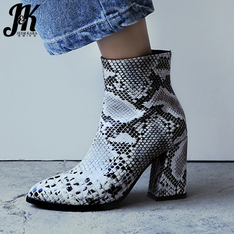 JK Snake Skin Pu Ankle Boots Women Pointed Toe Booties Ladies Party High Heels Thick Shoes Female Zip Print Shoes Winter 2019
JK Snake Skin Pu Ankle Boots Women Pointed Toe Booties Ladies Party High Heels Thick Shoes Female Zip Print Shoes Winter 2019
