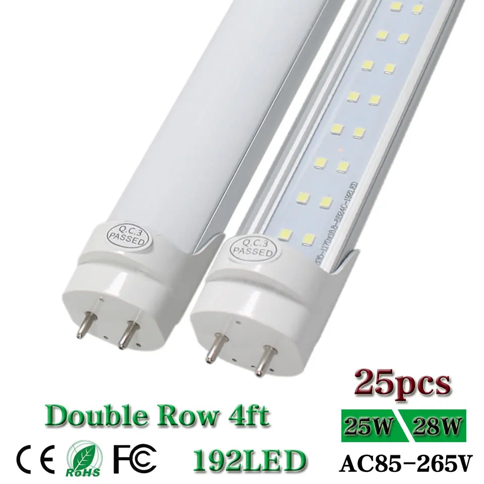 4ft T8 LED Double Row Tube 25W 28W 4 Feet Led Tubes Light 1200mm AC85-265V G13 SMD2835 Led lights Super Bright 2800lm 25pcs/lot
4ft T8 LED Double Row Tube 25W 28W 4 Feet Led Tubes Light 1200mm AC85-265V G13 SMD2835 Led lights Super Bright 2800lm 25pcs/lot