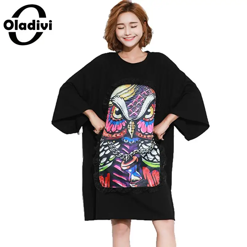 Oladivi Brand Plus Size Women Black Dress Ladies Loose Casual Print Cotton Dresses Female Long Top Tees Shirts Tunics Vestidios
Oladivi Brand Plus Size Women Black Dress Ladies Loose Casual Print Cotton Dresses Female Long Top Tees Shirts Tunics Vestidios