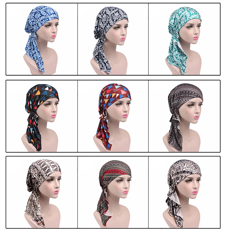 Haimeikang Autumn Winter Turban for Women's Head Scarf Chemo Cap Headband Headwear Handkerchief Bandanas Hair Bands Women 14
