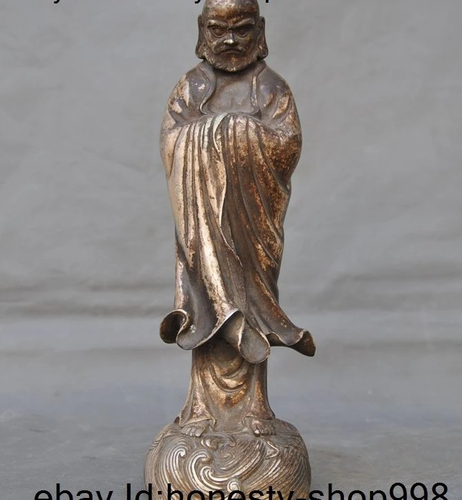 11"Old Tibet buddhism silver Arhat Damo Bodhidharma Dharma Stand Buddha Statue A
11"Old Tibet buddhism silver Arhat Damo Bodhidharma Dharma Stand Buddha Statue A
