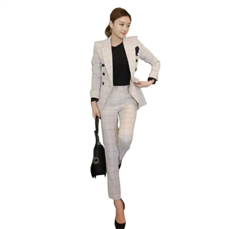 Fashion Slim Plaid Suit Jacket Women's New Casual OL Temperament Nine Pants Suit Set Two-piece Suit women Pant Suits women
Fashion Slim Plaid Suit Jacket Women's New Casual OL Temperament Nine Pants Suit Set Two-piece Suit women Pant Suits women