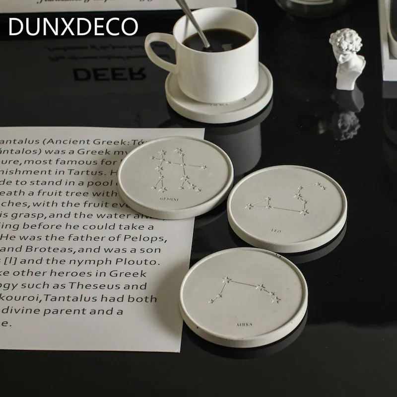 DUNXDECO Cement Coaster Coffee Cup Pad Modern Constellation Mat Round Table Mat Desk Accessories Simple Art Dinner Room Decor
DUNXDECO Cement Coaster Coffee Cup Pad Modern Constellation Mat Round Table Mat Desk Accessories Simple Art Dinner Room Decor