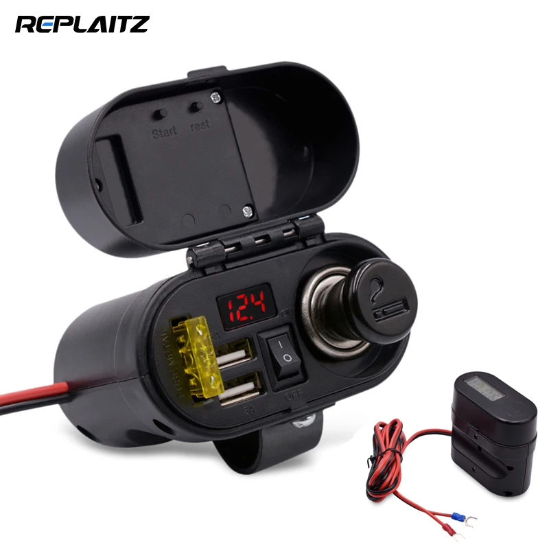 4 in 1 Motorcycle Cigarette Lighter Dual USB Charging Equipment Voltmeter Clock Time Display Motor Phone Charger Lighter Socket
4 in 1 Motorcycle Cigarette Lighter Dual USB Charging Equipment Voltmeter Clock Time Display Motor Phone Charger Lighter Socket