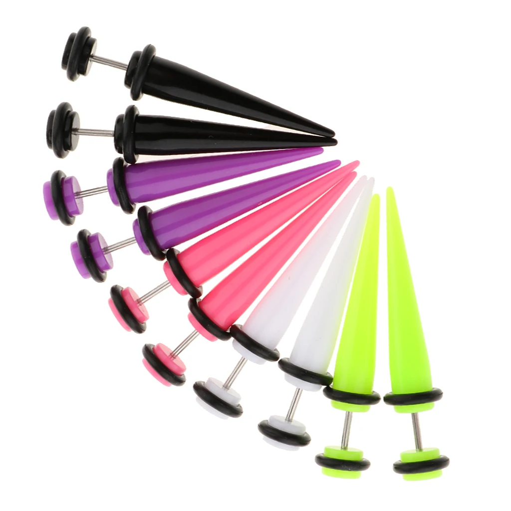 MagiDeal 10Pcs 18G Fake Cheater Ear Taper Stretcher Plugs Stretching Tunnels