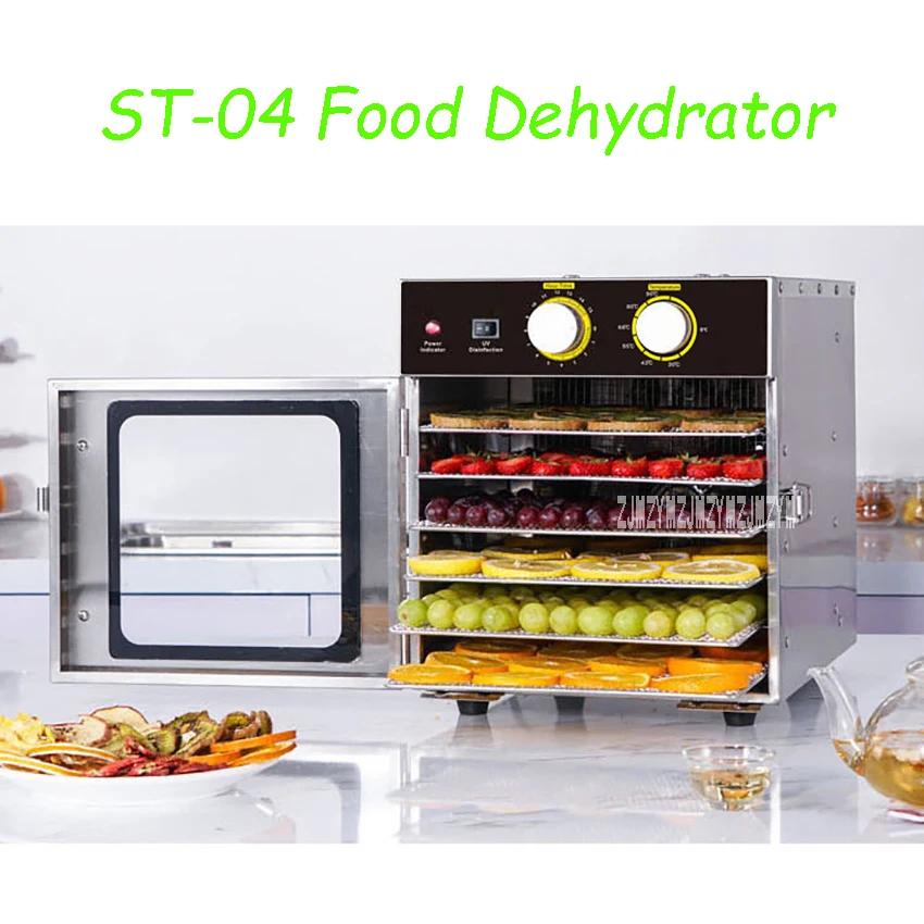 

6-Layer ST-04 Food Dehydrator Household Food Air Dryer Stainless Steel Electric Vegetable Meat Fruit Pet Food Dryer 110V/220V