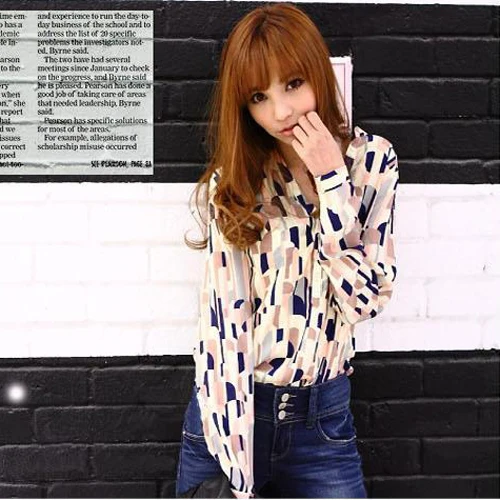 30% OFF!!!New style Women Geometric print chiffon long sleeve shirts for summer autumn female blouses S,M,L, free shipping
30% OFF!!!New style Women Geometric print chiffon long sleeve shirts for summer autumn female blouses S,M,L, free shipping