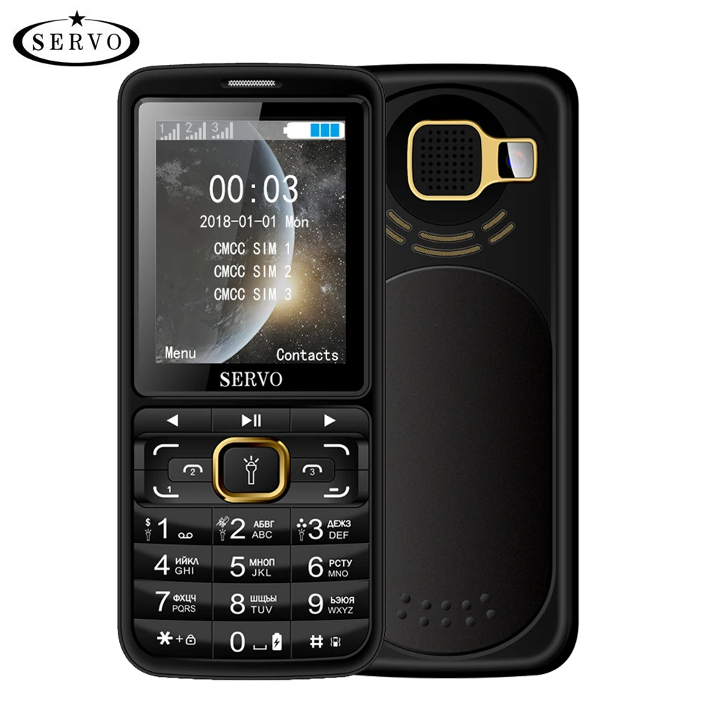SERVO S10 иврит телефоны 2 8 "HD 3 sim карты большой динамик фиолетовый светильник 2500