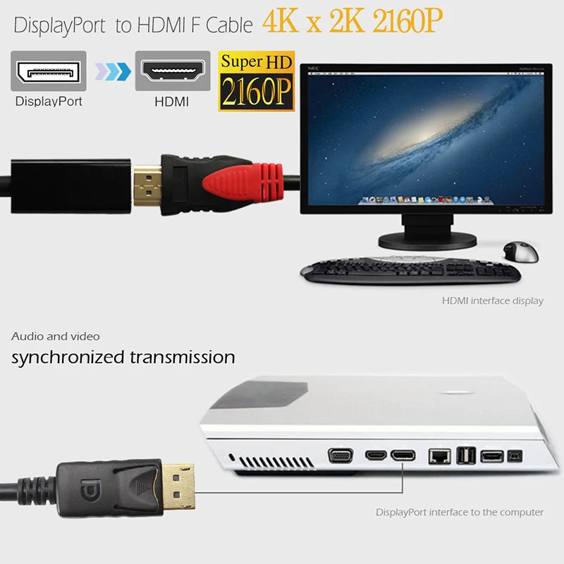 Адаптер AMKLE DP к HDMI кабель штекер порт дисплея гнезду 1080P адаптер конвертер для ПК