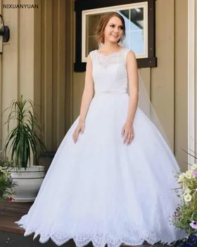 Pure White Lace A Line Wedding Dresses Bridal Gowns with Bow Buttons Bridal Dress Custom Made Vestido De Novia Plus Size
Pure White Lace A Line Wedding Dresses Bridal Gowns with Bow Buttons Bridal Dress Custom Made Vestido De Novia Plus Size