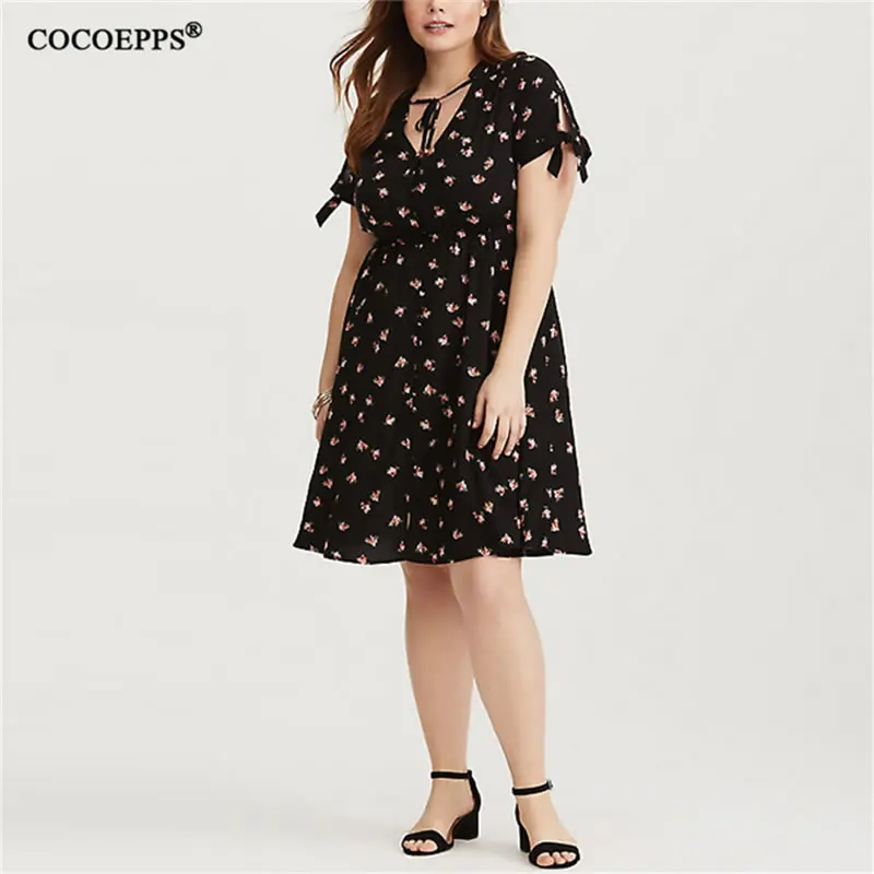 COCOEPPS Large Size Dot Floral Flower Print Female Women Summer Sundress black Plus size Party office Casual dress Women Clothes
COCOEPPS Large Size Dot Floral Flower Print Female Women Summer Sundress black Plus size Party office Casual dress Women Clothes