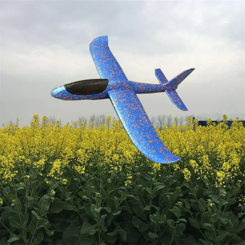 Foam Plane Glider Aircraft Airplane model LED Night Hand Throw Flying Glider EPP BigSize 48cm Toy For Children 16