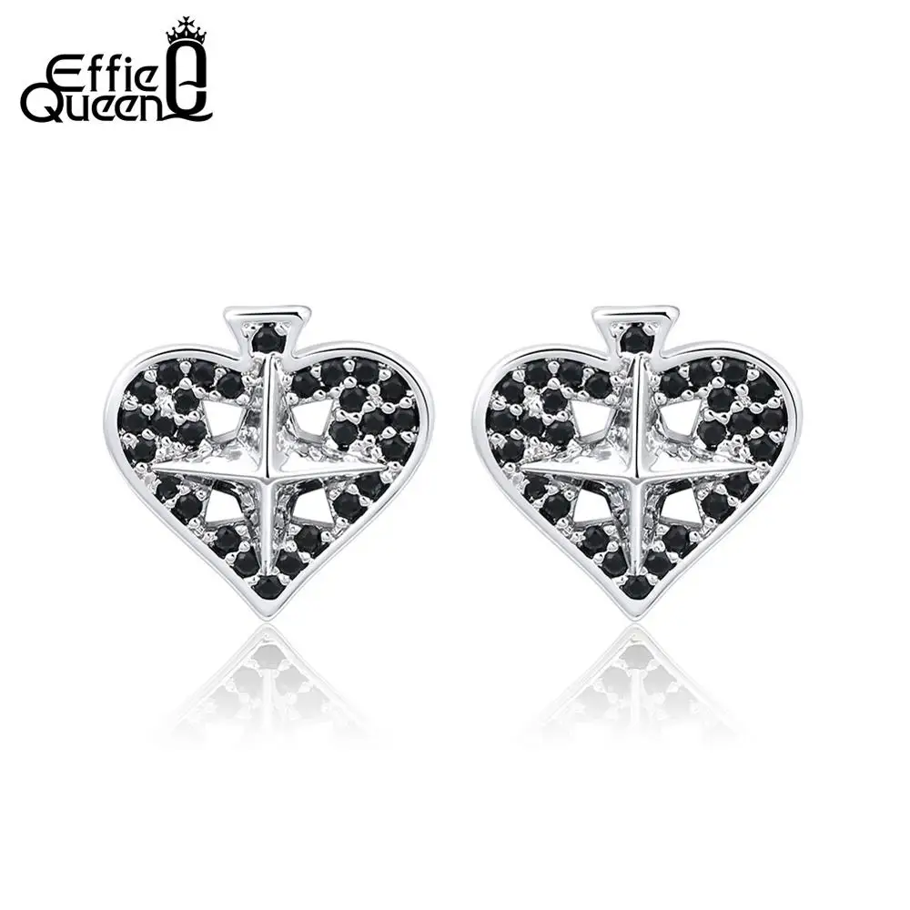 Effie Queen Lovely Heart Stud Earrings For Women Black Spade AAA Zircon Earring Cross Pattern Jewelry Aros Mujer Oreja DE242
Effie Queen Lovely Heart Stud Earrings For Women Black Spade AAA Zircon Earring Cross Pattern Jewelry Aros Mujer Oreja DE242