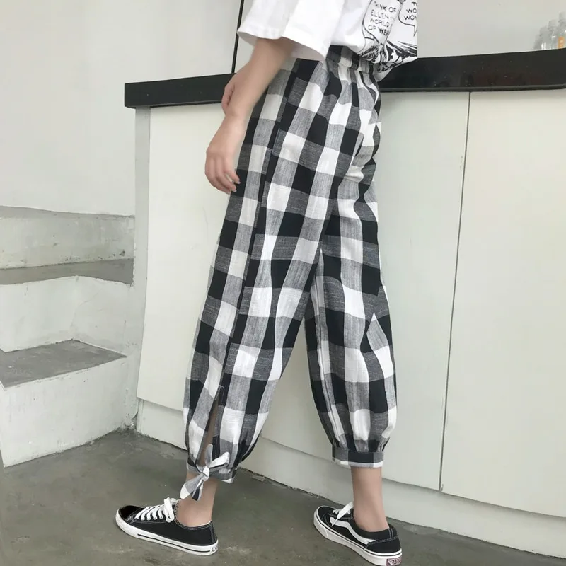 Korean Version Women Plaid Print Harem Pasnts Summer Thin Loose Elastic Waist Slim Trousers Clothes
Korean Version Women Plaid Print Harem Pasnts Summer Thin Loose Elastic Waist Slim Trousers Clothes