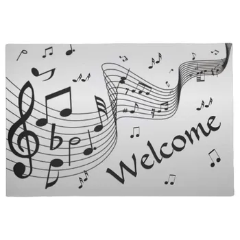 

Fun Cool Music Notes Welcome Doormat Home Decoration Entry Non-slip Door Mat Rubber Washable Floor mat