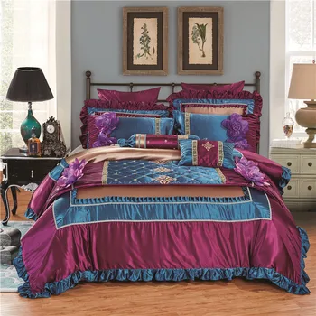 New 4/6/8/10-Pieces 3D flower Embroidery Solid Color Bed Set silk Bedding Sets Queen King Size Duvet Cover Bed Sheet Pillow Case
New 4/6/8/10-Pieces 3D flower Embroidery Solid Color Bed Set silk Bedding Sets Queen King Size Duvet Cover Bed Sheet Pillow Case