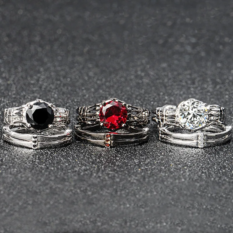 3 colors 2/pcs Classic Gothic Skeleton love Hand Style Colour Crystal Zircon Rings For Women Trendy Jewelry Gift Skeleton Ring
3 colors 2/pcs Classic Gothic Skeleton love Hand Style Colour Crystal Zircon Rings For Women Trendy Jewelry Gift Skeleton Ring