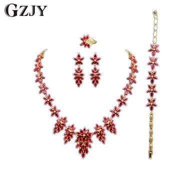 GZJY Gorgeous Wedding Jewelry Sets Necklace Ring Bracelet Earring Colorful Zircon Gold Color Bridal Jewelry For Women 9colors
GZJY Gorgeous Wedding Jewelry Sets Necklace Ring Bracelet Earring Colorful Zircon Gold Color Bridal Jewelry For Women 9colors