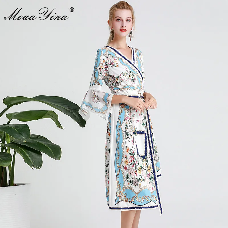 MoaaYina Fashion Designer Runway dress Spring Summer Women DressV-neck Flare Sleeve Floral-Print Elegant Lace-Up Dresses
MoaaYina Fashion Designer Runway dress Spring Summer Women DressV-neck Flare Sleeve Floral-Print Elegant Lace-Up Dresses