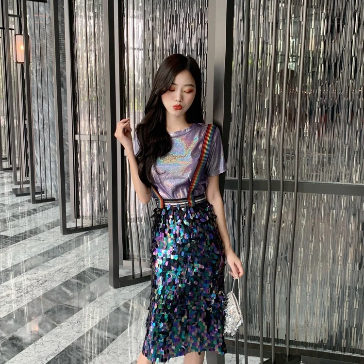 Women Sequins Straps Skirts Fish Scale Rainbow Pencil Midi Glitter Sparkle Elastic Strap High Waist Long Bag Hip Skirt 914-A147
Women Sequins Straps Skirts Fish Scale Rainbow Pencil Midi Glitter Sparkle Elastic Strap High Waist Long Bag Hip Skirt 914-A147