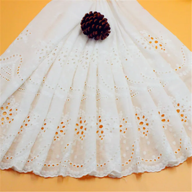 Natural-White Cotton Openwork Embroidered Lace Fabric Swiss Cotton Handmade DIY Sewing Trims Accessories Width 44cm 5Yards/lot
Natural-White Cotton Openwork Embroidered Lace Fabric Swiss Cotton Handmade DIY Sewing Trims Accessories Width 44cm 5Yards/lot