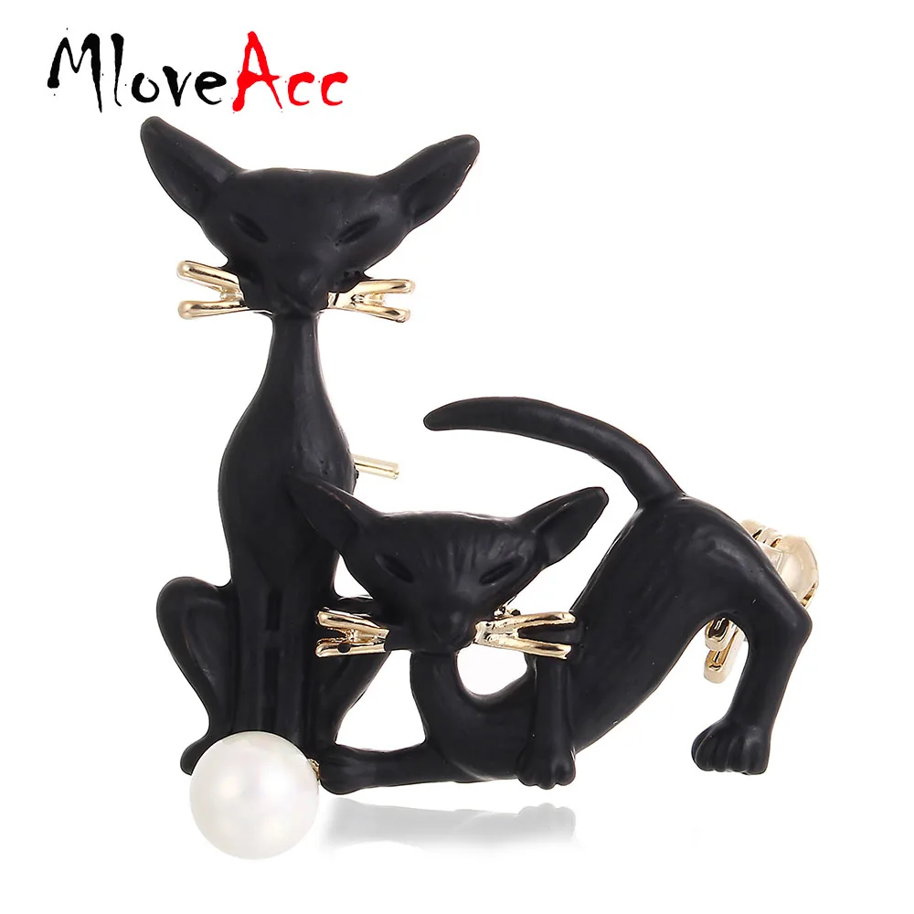 Черный двойной броши-кошки MloveAcc женский мужской детский лучший подарок |