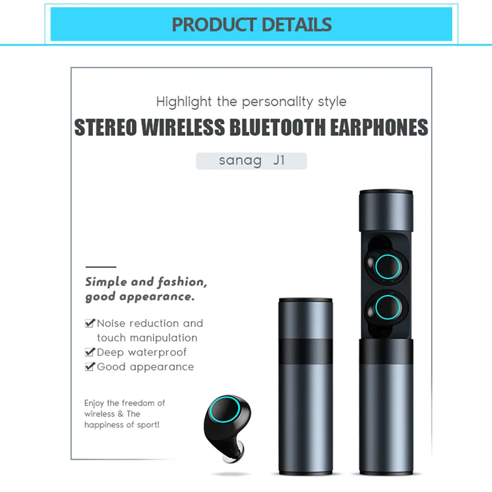 J1 tws 5.0 true wireless mini earbuds with mic 3