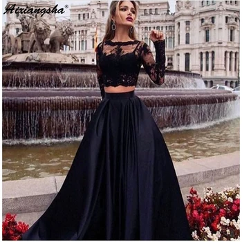 Black Muslim Evening Dresses 2018 A-line Long Sleeves Lace Two Pieces Islamic Dubai Saudi Arabic Long Formal Evening Gown
Black Muslim Evening Dresses 2018 A-line Long Sleeves Lace Two Pieces Islamic Dubai Saudi Arabic Long Formal Evening Gown