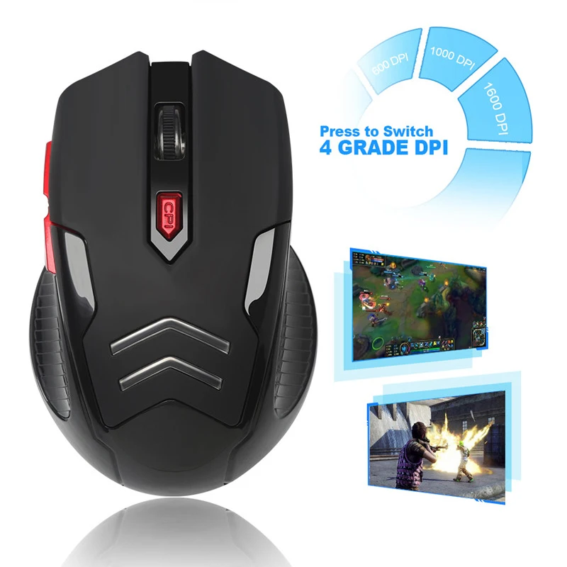 1600DPI USB Wireless Gaming Mouse 6 buttons ergonomic design for 2.4G desktop computer accessories mice gamer lol PC
1600DPI USB Wireless Gaming Mouse 6 buttons ergonomic design for 2.4G desktop computer accessories mice gamer lol PC