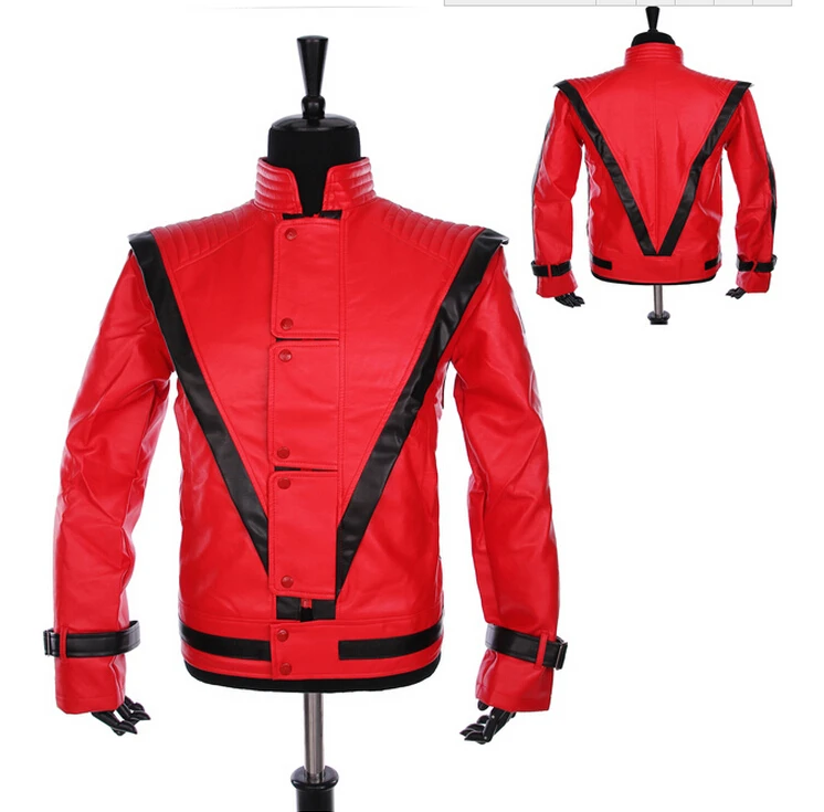 Фото Индивидуальный заказ горячая Распродажа костюм Джексона триллер кожаная куртка
