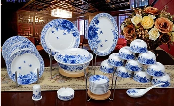 Blue and white porcelain glaze 56 pieces a set bone china dinnerware set bowl plate ceramics
Blue and white porcelain glaze 56 pieces a set bone china dinnerware set bowl plate ceramics