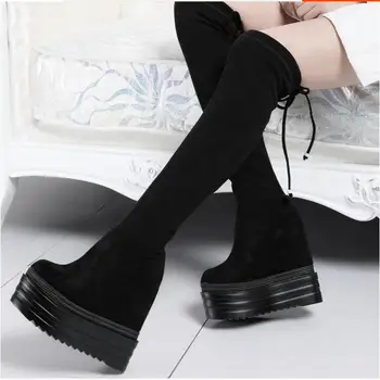 Over the knee boots women's autumn and winter women's shoes new plus velvet high wedges with long boots
Over the knee boots women's autumn and winter women's shoes new plus velvet high wedges with long boots