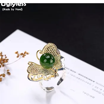 Uglyless S 925 Sterling Silver Natural Jasper Ball Ring Hollow Butterfly Rings Exaggerated Big Size Women Statement Jade Bijoux
Uglyless S 925 Sterling Silver Natural Jasper Ball Ring Hollow Butterfly Rings Exaggerated Big Size Women Statement Jade Bijoux
