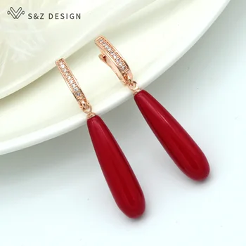 S&Z New 585 Rose Gold Micro Wax Inlay Natural Zircon Faux Shell Pearls Multicolor Water Drop Long Earrings Women Fine jewelry 
S&Z New 585 Rose Gold Micro Wax Inlay Natural Zircon Faux Shell Pearls Multicolor Water Drop Long Earrings Women Fine jewelry