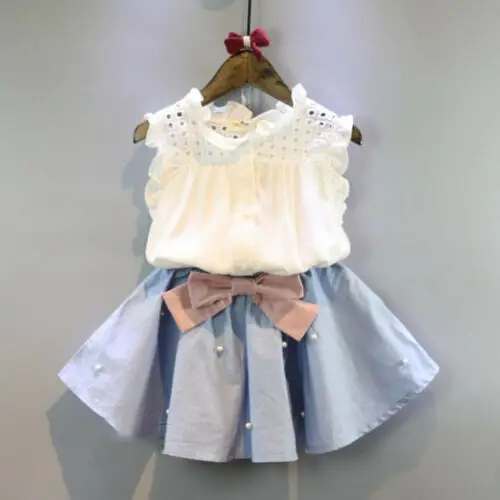Hot Kid Baby Girl Ruffle Neck Sleeveless Shirt Blouse Tops+ Cute Bow-knot Tutu Skirt Dress 2Pcs Cloth Set
Hot Kid Baby Girl Ruffle Neck Sleeveless Shirt Blouse Tops+ Cute Bow-knot Tutu Skirt Dress 2Pcs Cloth Set